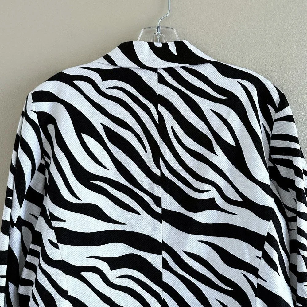 Sandro Zebra Print Cotton Single Button Blazer - Picture 7 of 8